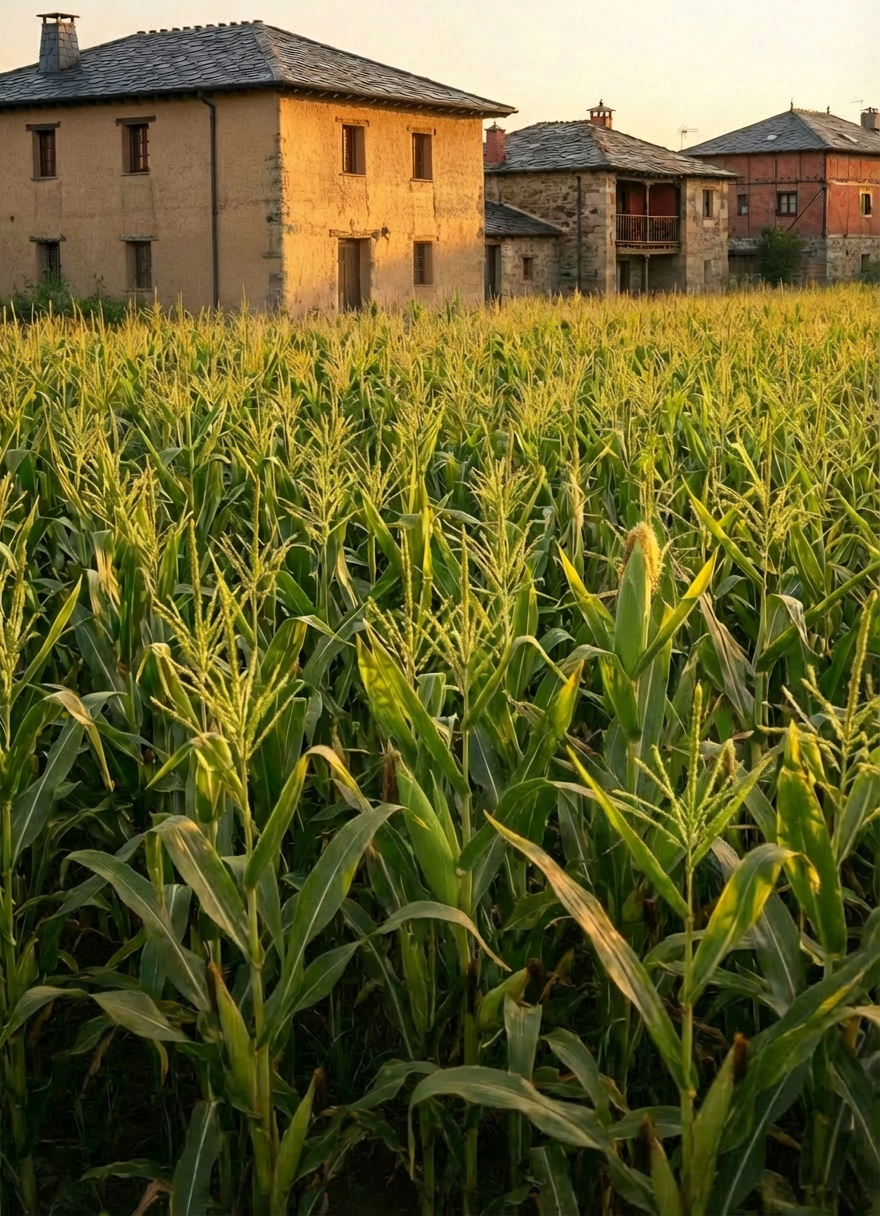 A lush, close-up scene of native wildflowers and grasses swaying gently on a sun-drenched meadow at the edge of the village, with delicate butterflies perched on petals and a rounded stone marker partially visible among the greenery. Golden hour sunlight casts a warm glow and long, soft shadows, enhancing the whimsical forms and vibrant pinks, purples, and yellows. The camera angle is low, with a shallow depth of field that blurs the background, creating a dreamy, playful atmosphere. The composition is energetic and colorful, matching the site’s youthful, educational focus on local flora and fauna.